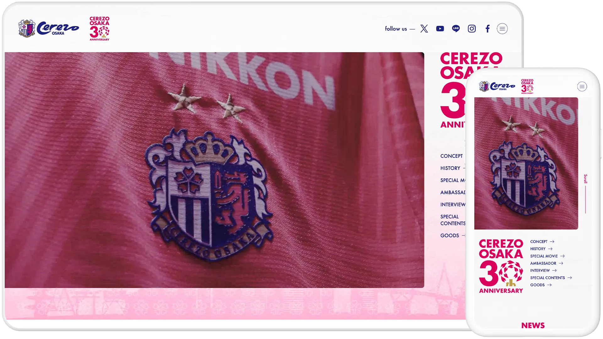 セレッソ30周年特設サイト